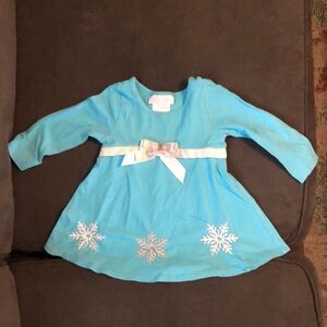 Blue Dress with Snowflake Design